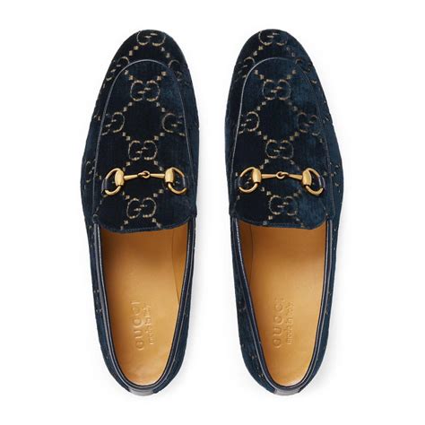 blue velvet gucci loafers|Gucci jordaan velvet loafer.